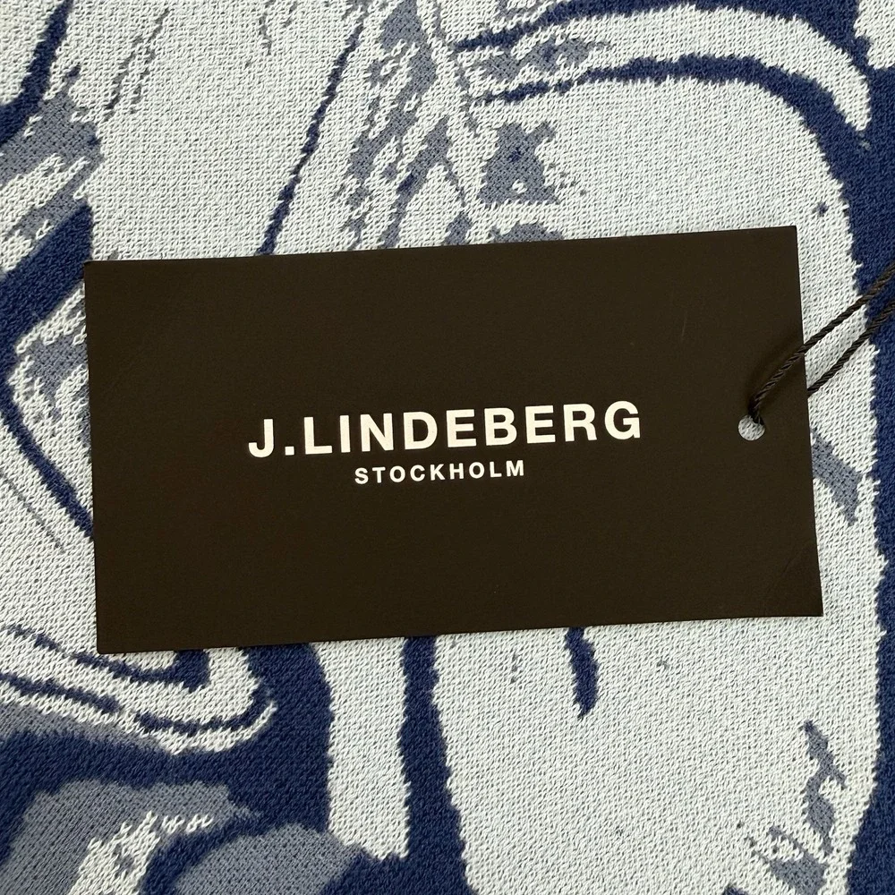 J. Lindeberg Percy Sweater Men's M NWT Hibiscus Blue Floral AOP Crew Neck